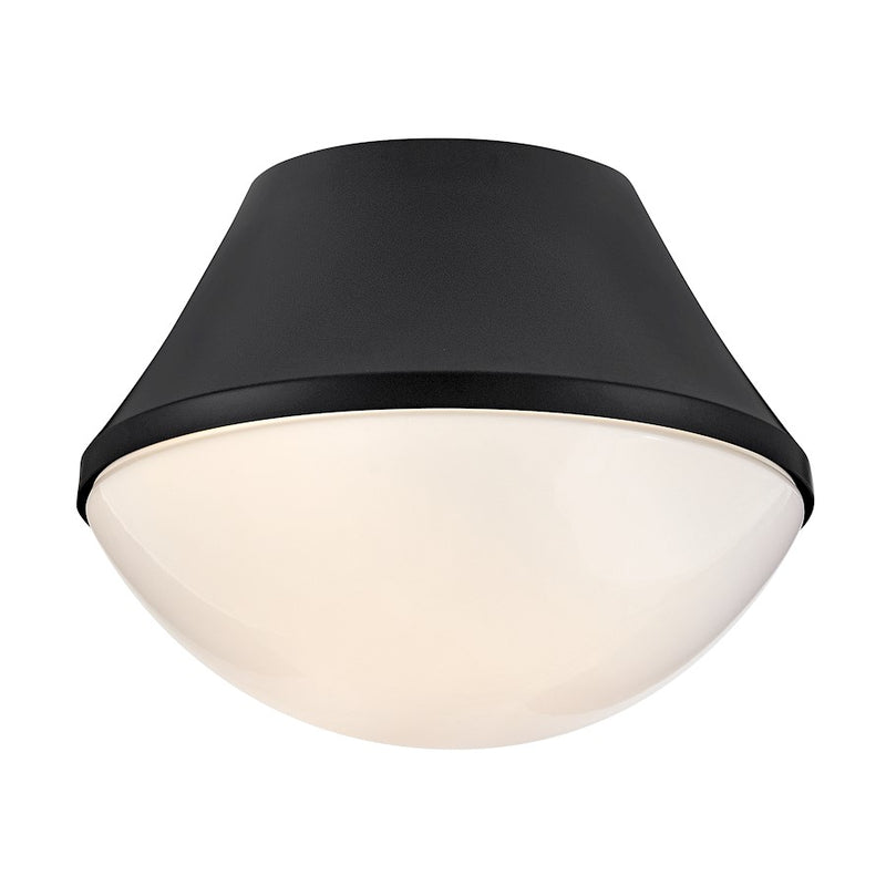 Lark Haddie 11in 1-Light Flush Mount | Classic Black Steel and Cased Opal Glass | Bedroom & Hallway Ceiling Light | 11 x 11 x 8.5 in | Model 83411BK