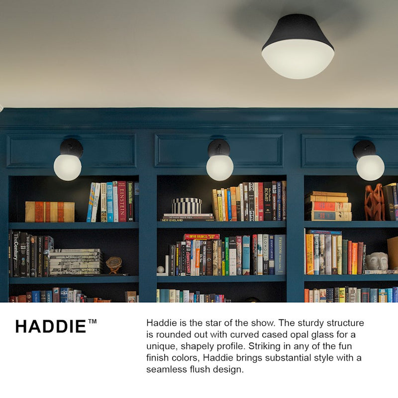 Lark Haddie 11in 1-Light Flush Mount | Classic Lacquered Brass Steel and Cased Opal Glass | Hallway & Bedroom | 11 x 11 x 8 in | Model 83411LCB