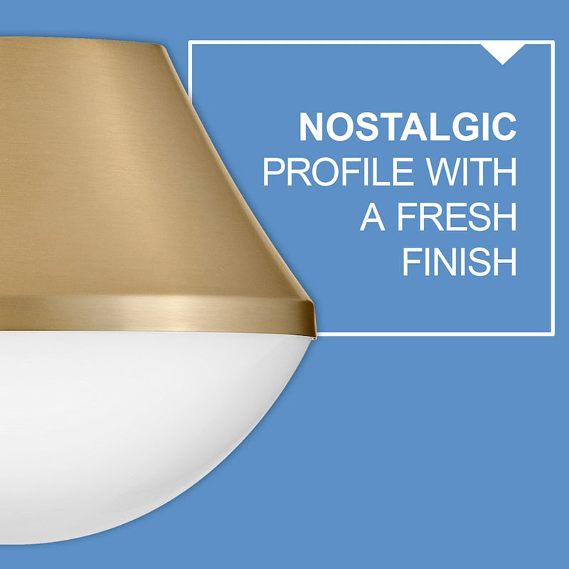 Lark Haddie 11in 1-Light Flush Mount | Classic Lacquered Brass Steel and Cased Opal Glass | Hallway & Bedroom | 11 x 11 x 8 in | Model 83411LCB