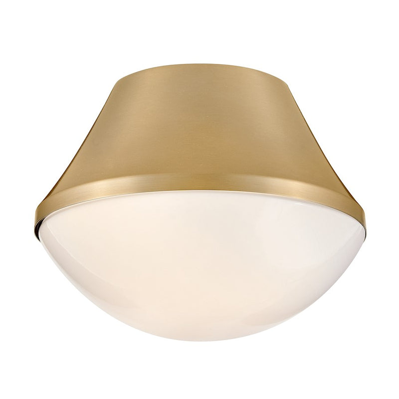 Lark Haddie 11in 1-Light Flush Mount | Classic Lacquered Brass Steel and Cased Opal Glass | Hallway & Bedroom | 11 x 11 x 8 in | Model 83411LCB