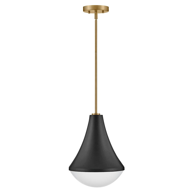 Lark Haddie 11in 1-Light Small Pendant | Classic Black Steel and Cased Opal Glass | Kitchen Island & Dining Room | 11 x 11 x 14 in | Model 83417BK