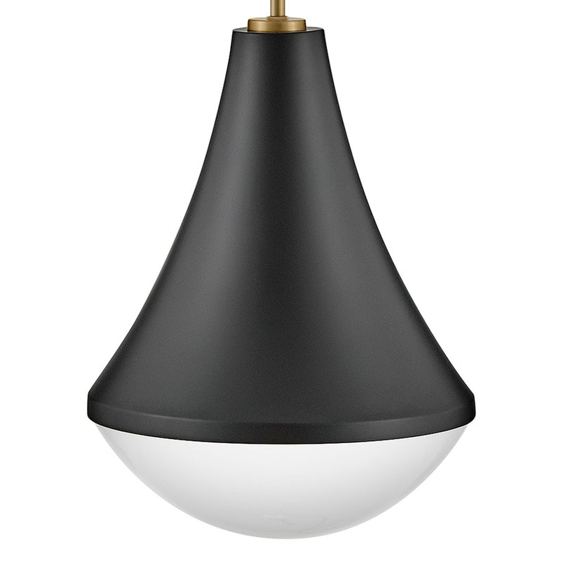 Lark Haddie 11in 1-Light Small Pendant | Classic Black Steel and Cased Opal Glass | Kitchen Island & Dining Room | 11 x 11 x 14 in | Model 83417BK