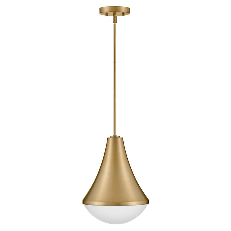 Lark Haddie 11in 1-Light Small Pendant | Classic Lacquered Brass Steel and Cased Opal Glass | Kitchen Island & Dining Room | 11 x 11 x | Model 83417LCB