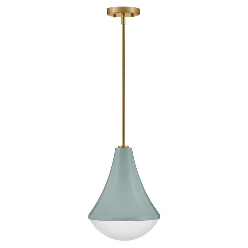 Lark Haddie 11in 1-Light Small Pendant | Classic Seafoam Steel and Cased Opal Glass | Kitchen Island & Dining Room | 11 x 11 x 14 in | Model 83417SF