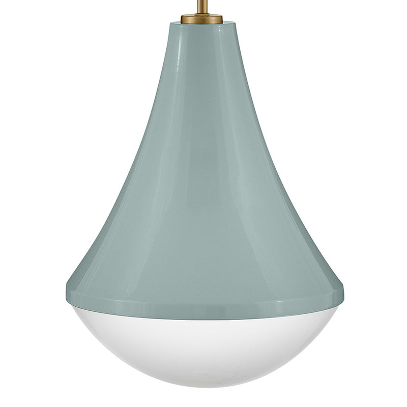 Lark Haddie 11in 1-Light Small Pendant | Classic Seafoam Steel and Cased Opal Glass | Kitchen Island & Dining Room | 11 x 11 x 14 in | Model 83417SF