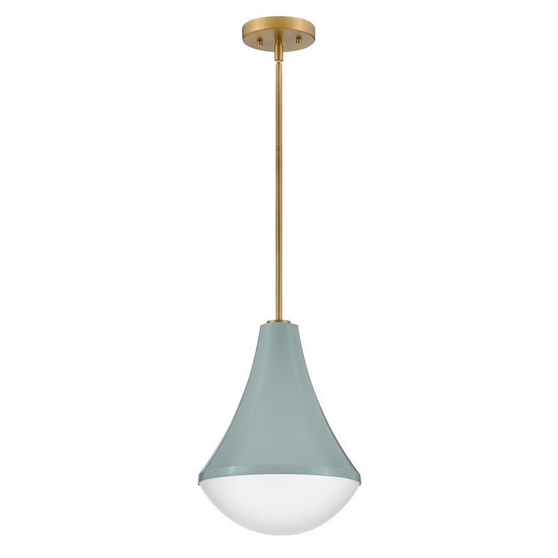 Lark Haddie 11in 1-Light Small Pendant | Classic Seafoam Steel and Cased Opal Glass | Kitchen Island & Dining Room | 11 x 11 x 14 in | Model 83417SF