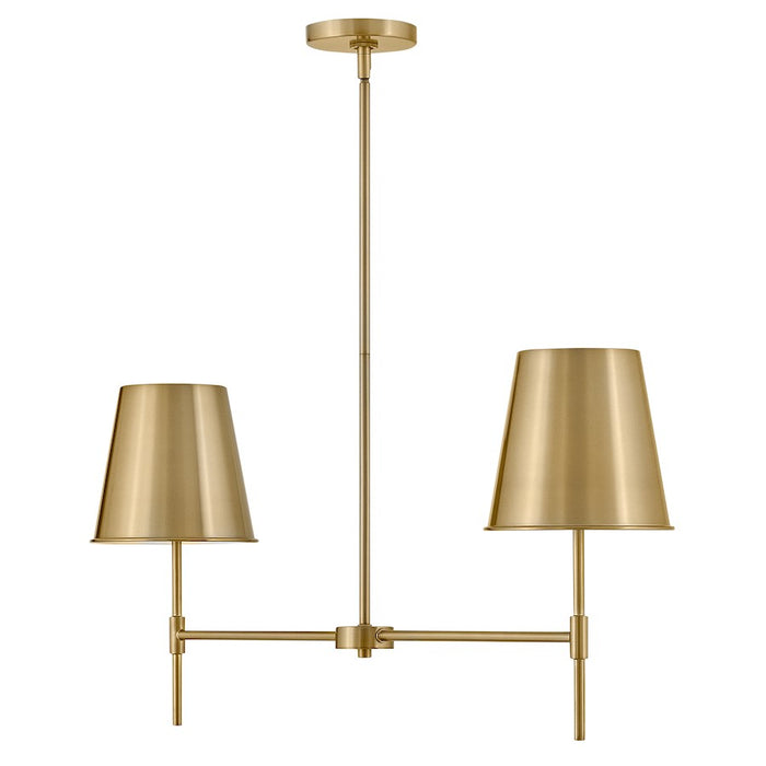 Lark Blake 2 Light Small Linear Chandelier, Lacquered Brass