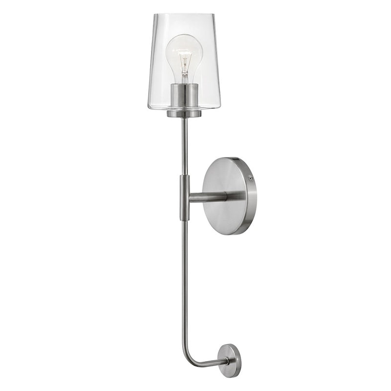 Lark Kline 23in 1-Light Wall Sconce | Transitional Black Steel and Clear Glass | Hallway & Bedroom Accent | 6 x 5 x 23 in | Model 83450BK