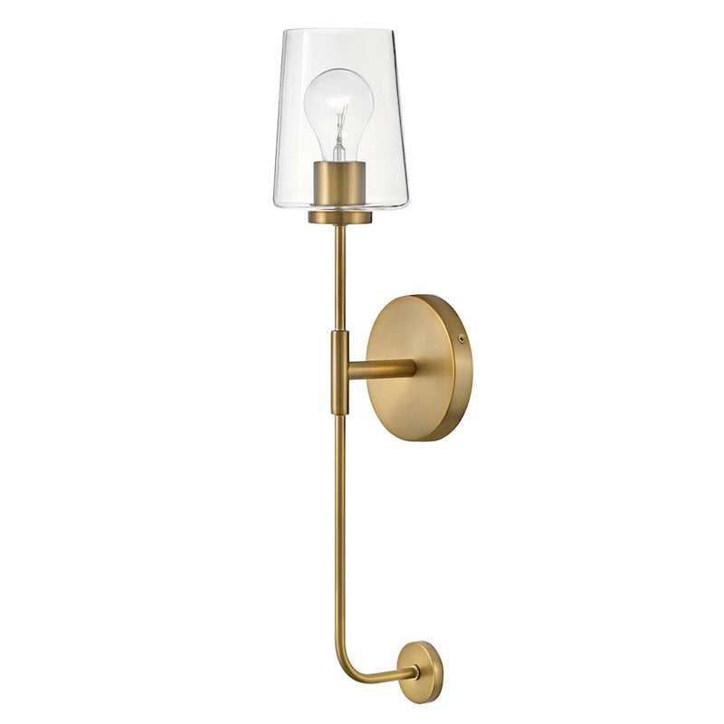 Lark Kline 23in 1-Light Wall Sconce | Transitional Black Steel and Clear Glass | Hallway & Bedroom Accent | 6 x 5 x 23 in | Model 83450BK