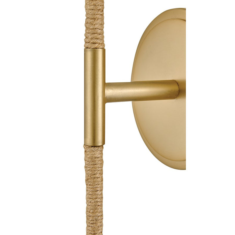 Lark Kline 1-Light Large Tall Wall Sconce | Coastal Lacquered Brass Steel and Etched Opal Glass | Hallway & Bedroom Accent | 6 x 5 x | Model 83450LCB-NAT