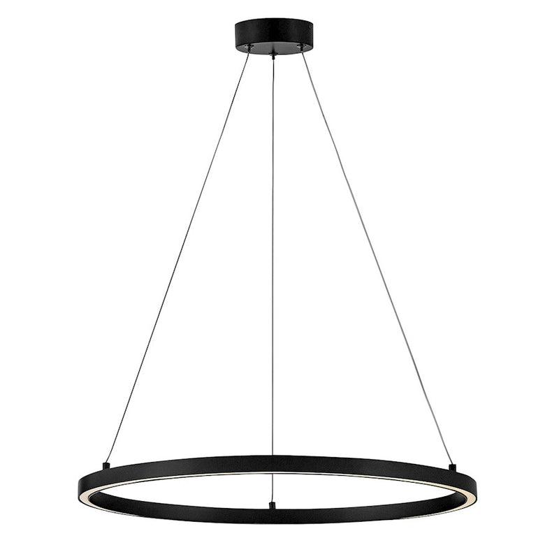 Lark Kenna 25in LED Medium Single Tier Chandelier | Modern Black Aluminum and Acrylic Lens | Dining Room & Living Room | 875 Lumens | Model 83464BK
