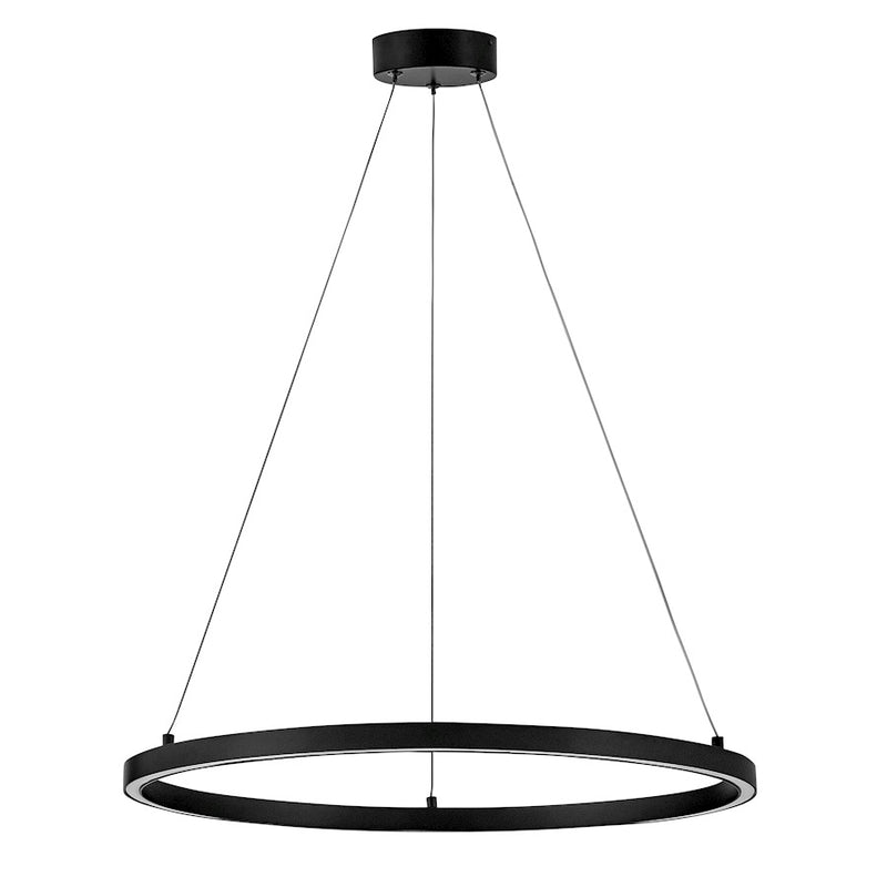 Lark Kenna 25in LED Medium Single Tier Chandelier | Modern Black Aluminum and Acrylic Lens | Dining Room & Living Room | 875 Lumens | Model 83464BK