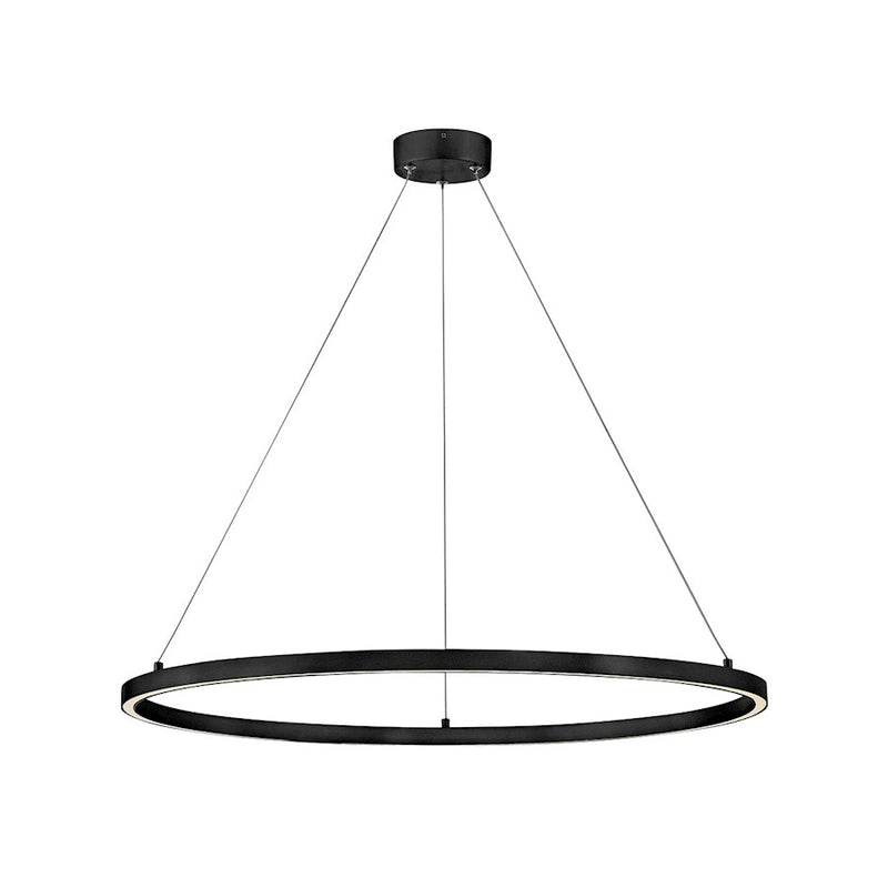 Lark Kenna 33in LED Large Single Tier Chandelier | Modern Black Aluminum and Acrylic Lens | Living Room & Dining Room | 33 x 33 x 29 in | Model 83465BK