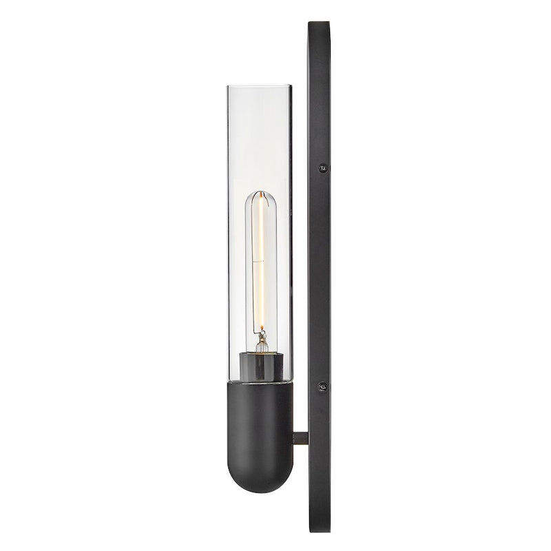 Lark Tully 18in 1-Light Wall Sconce | Transitional Black Steel and Clear Glass | Hallway & Bedroom Accent | 3.75 x 4.5 x 18 in | Model 83470BK