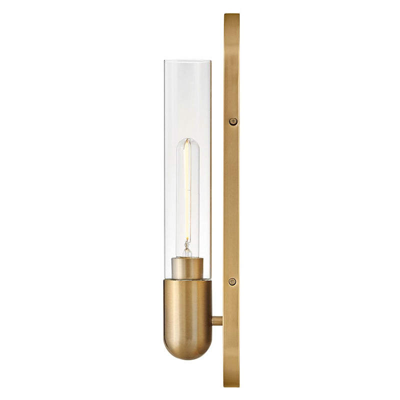 Lark Tully 1-Light Wall Sconce | Transitional Lacquered Brass Steel and Clear Glass | Entryway & Hallway Accent Light | 3.75 x 4.5 x 18 in | Model 83470LCB