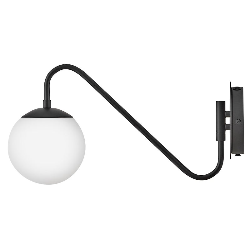 Lark Dottie 18in 1-Light Wall Sconce | Mid-Century Modern Black Steel and Etched Opal Glass | Bedroom & Hallway Accent | 18 x 6 x 9 in | Model 83480BK