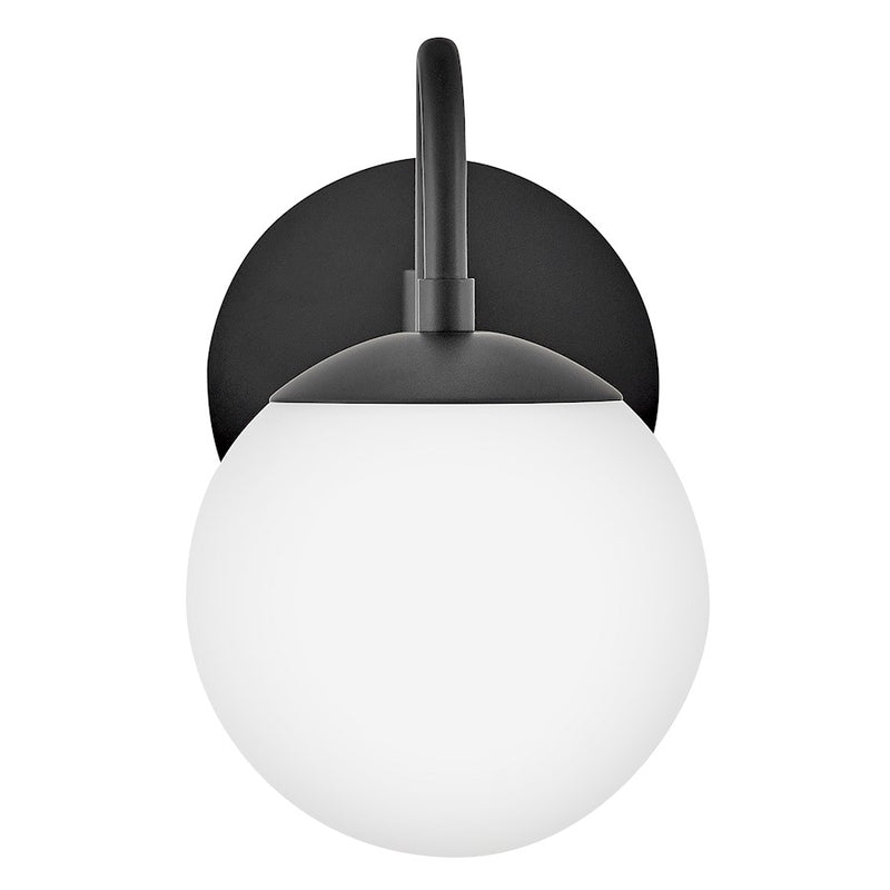 Lark Dottie 18in 1-Light Wall Sconce | Mid-Century Modern Black Steel and Etched Opal Glass | Bedroom & Hallway Accent | 18 x 6 x 9 in | Model 83480BK
