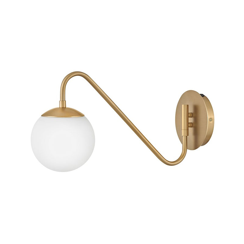 Lark Dottie 18in 1-Light Wall Sconce | Mid-Century Lacquered Brass Steel and Etched Opal Glass | Bedroom & Hallway Task Light | 18 x 6 x | Model 83480LCB