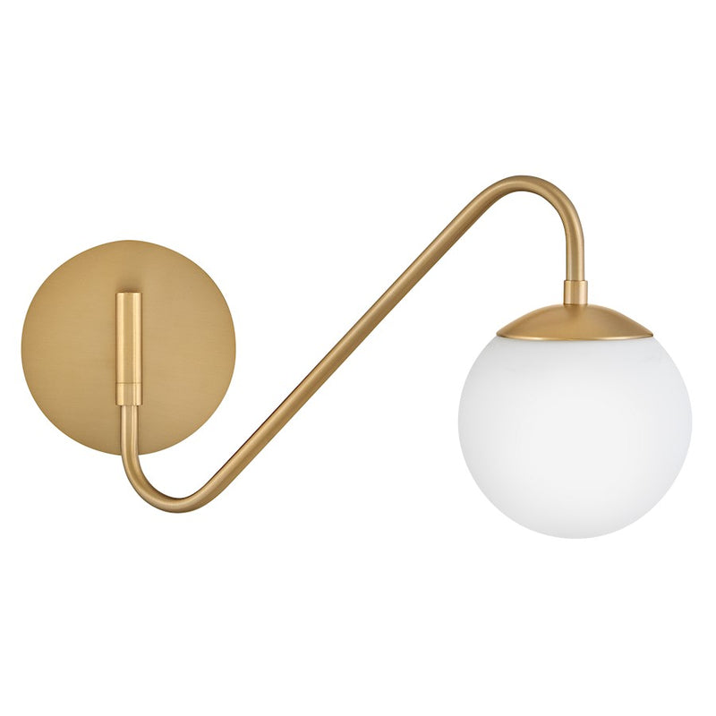 Lark Dottie 18in 1-Light Wall Sconce | Mid-Century Lacquered Brass Steel and Etched Opal Glass | Bedroom & Hallway Task Light | 18 x 6 x | Model 83480LCB