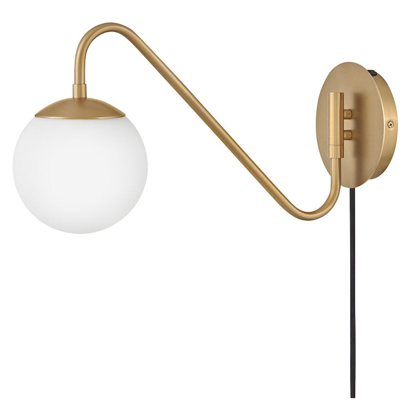 Lark Dottie 18in 1-Light Wall Sconce | Mid-Century Lacquered Brass Steel and Etched Opal Glass | Bedroom & Hallway Task Light | 18 x 6 x | Model 83480LCB