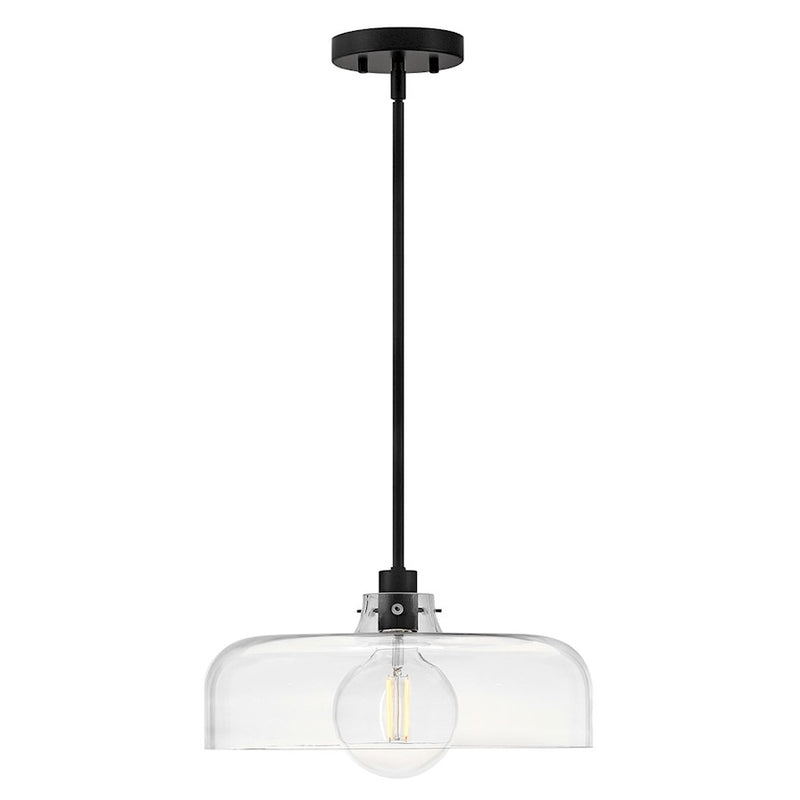 Lark Maisie 15in 1-Light Pendant | Classic Black Steel and Clear Glass | Kitchen Island & Dining Room | 15 x 15 x 6.75 in | Model 83497BK