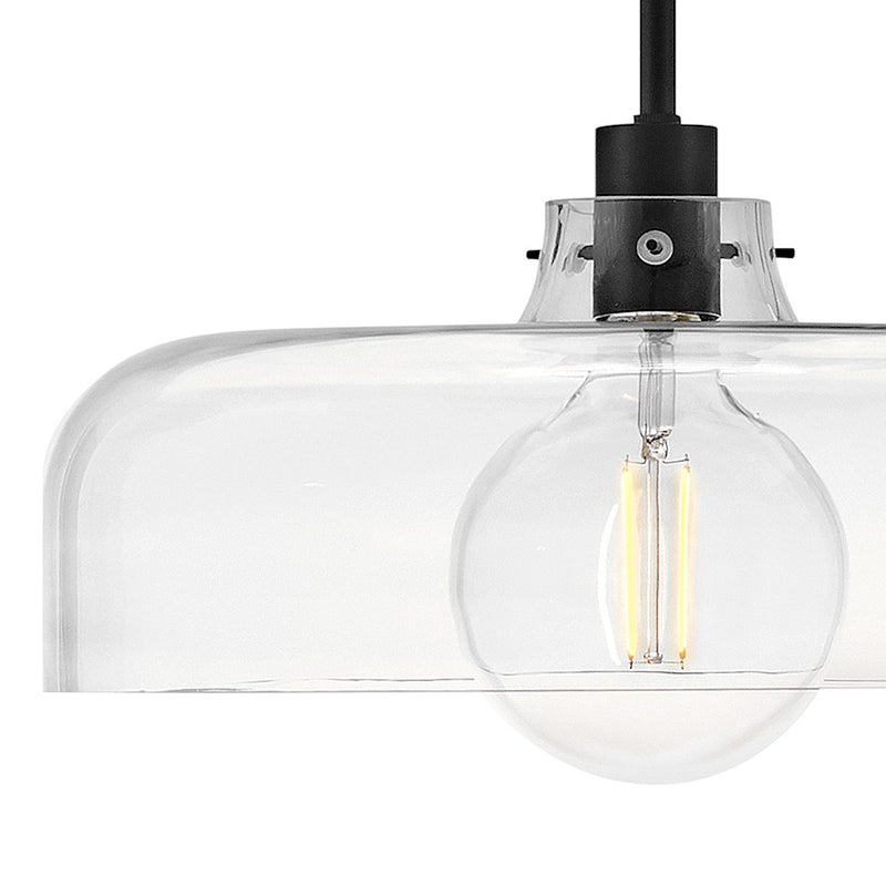 Lark Maisie 15in 1-Light Pendant | Classic Black Steel and Clear Glass | Kitchen Island & Dining Room | 15 x 15 x 6.75 in | Model 83497BK