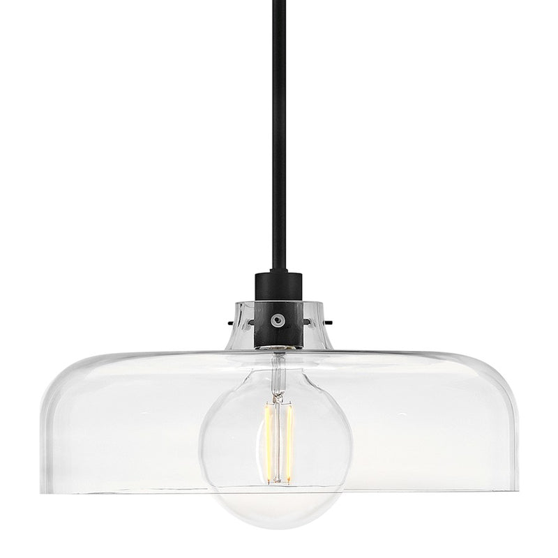 Lark Maisie 15in 1-Light Pendant | Classic Black Steel and Clear Glass | Kitchen Island & Dining Room | 15 x 15 x 6.75 in | Model 83497BK