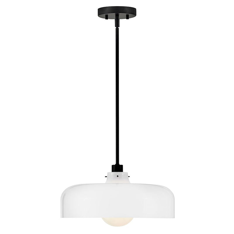 Lark Maisie 15in 1-Light Pendant | Classic Black Steel and Cased Opal Glass | Kitchen Island & Dining Room | 15 x 15 x 6 in | Model 83497BK-CO