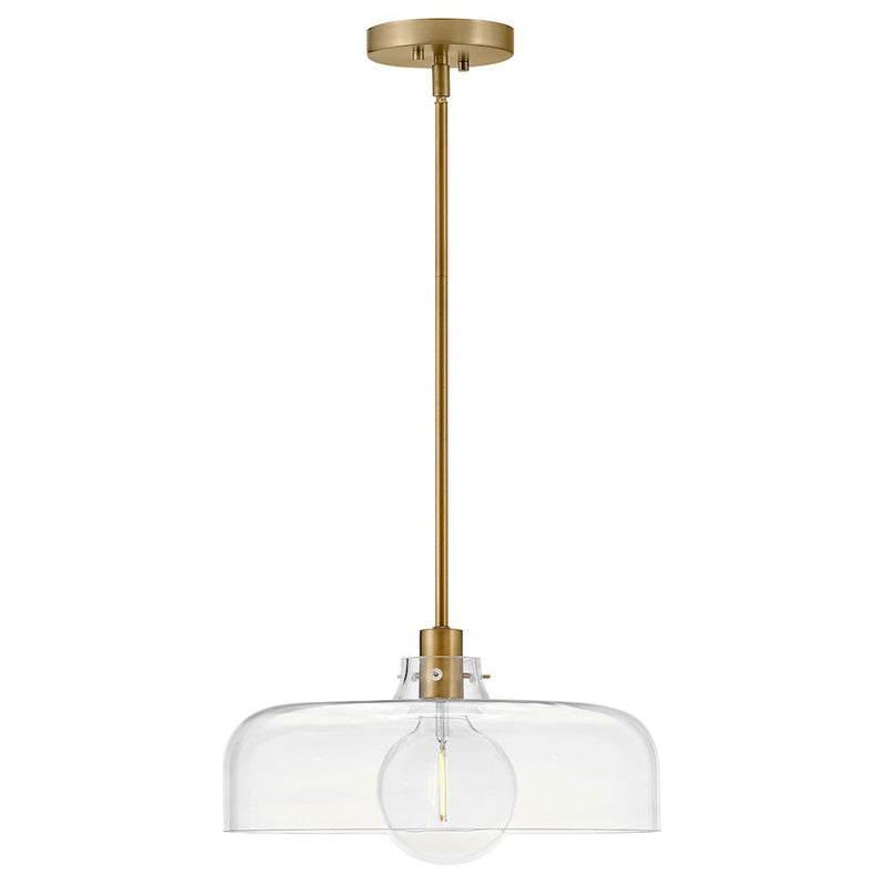 Lark Maisie 15in 1-Light Pendant | Classic Lacquered Brass Steel and Clear Glass | Kitchen Island & Dining Room | 15 x 15 x 6.75 in | Model 83497LCB