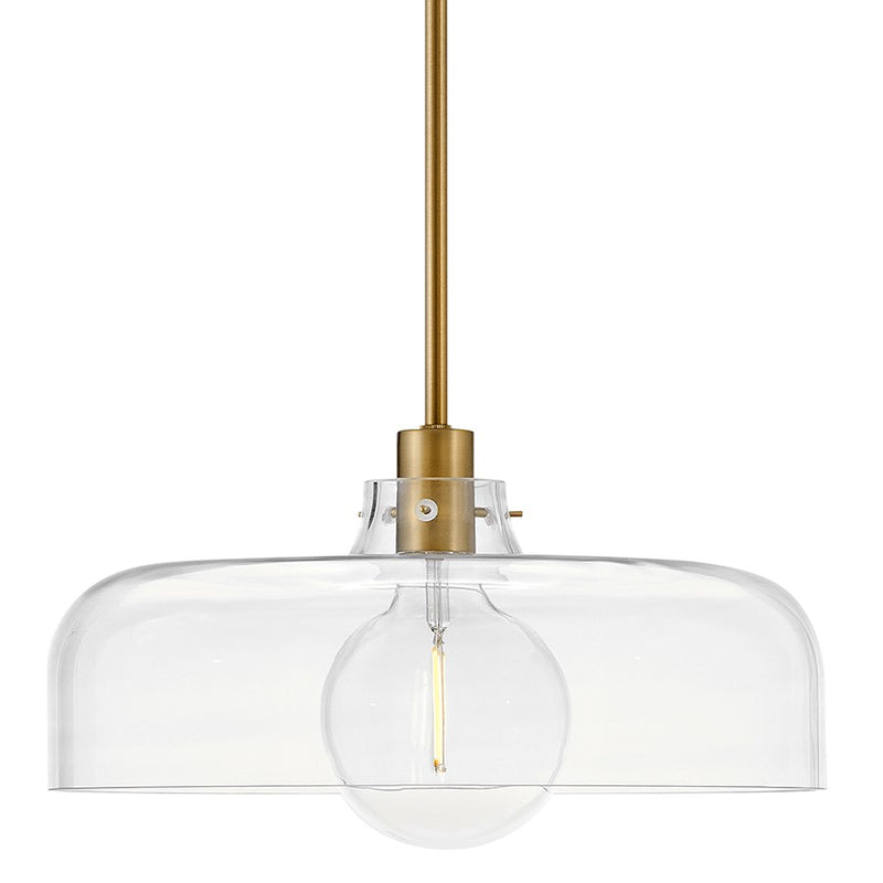 Lark Maisie 15in 1-Light Pendant | Classic Lacquered Brass Steel and Clear Glass | Kitchen Island & Dining Room | 15 x 15 x 6.75 in | Model 83497LCB