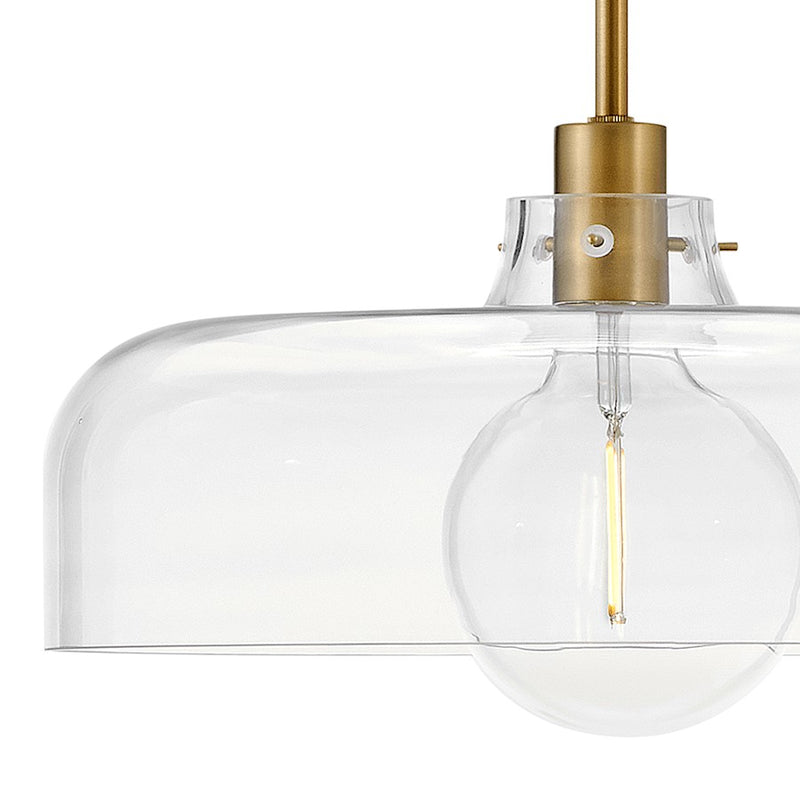 Lark Maisie 15in 1-Light Pendant | Classic Lacquered Brass Steel and Clear Glass | Kitchen Island & Dining Room | 15 x 15 x 6.75 in | Model 83497LCB