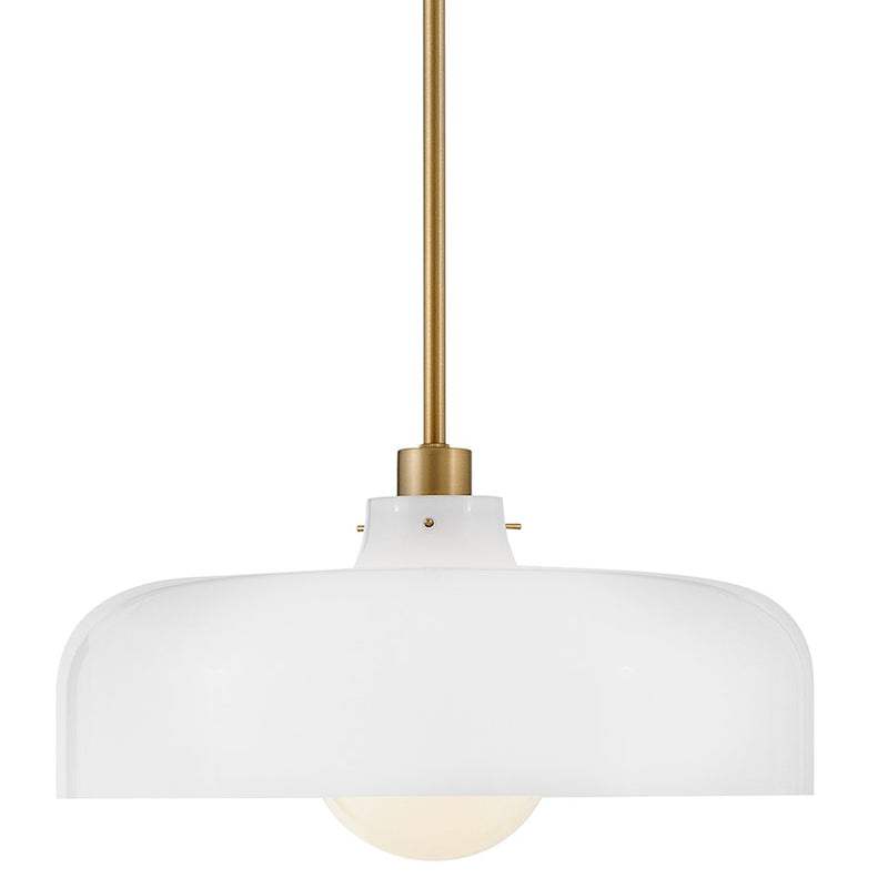 Lark Maisie 15in 1-Light Medium Pendant | Classic Lacquered Brass Steel and Cased Opal Glass | Kitchen Island & Dining Room | 15 x 15 | Model 83497LCB-CO