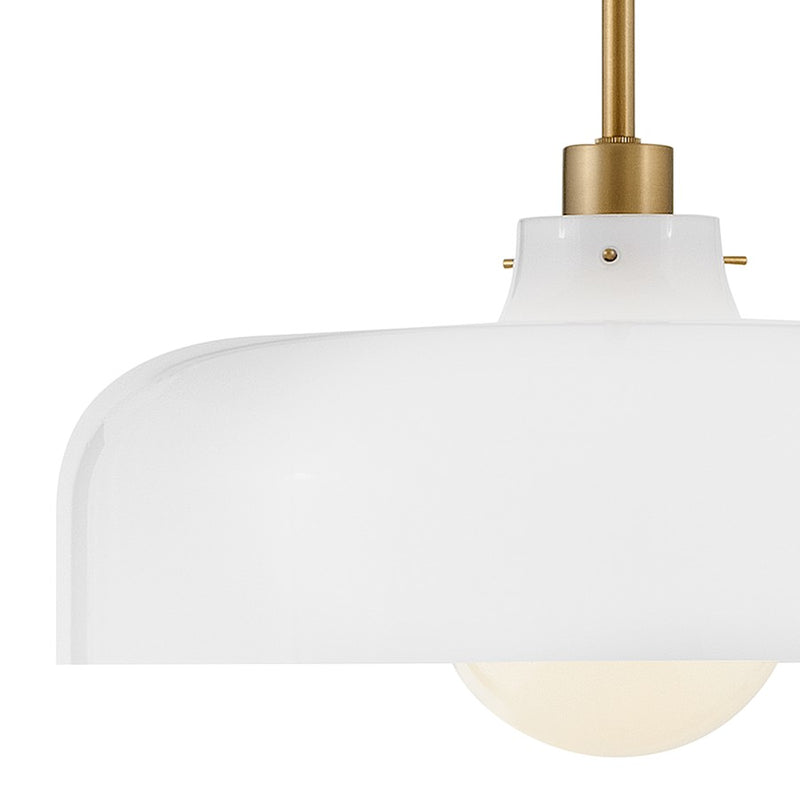 Lark Maisie 15in 1-Light Medium Pendant | Classic Lacquered Brass Steel and Cased Opal Glass | Kitchen Island & Dining Room | 15 x 15 | Model 83497LCB-CO