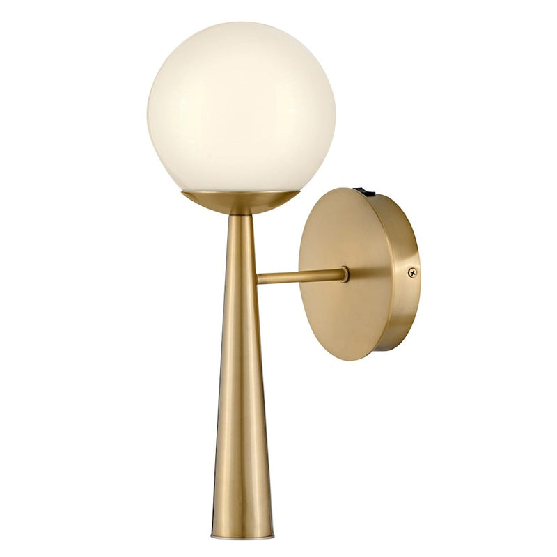 Lark Izzy 1-Light Wall Sconce | Mid-Century Modern Lacquered Brass Steel and Cased Opal Glass | Bedroom & Hallway Accent Light | 8 x 6 x | Model 83500LCB
