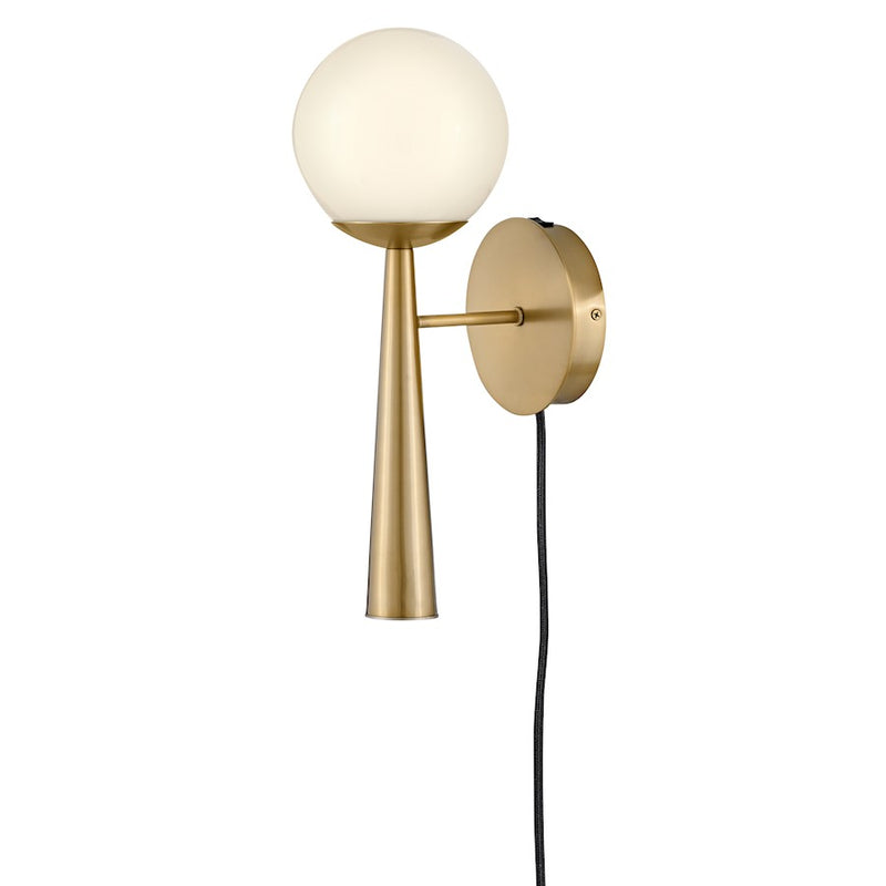 Lark Izzy 1-Light Wall Sconce | Mid-Century Modern Lacquered Brass Steel and Cased Opal Glass | Bedroom & Hallway Accent Light | 8 x 6 x | Model 83500LCB