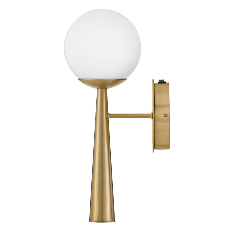 Lark Izzy 1-Light Wall Sconce | Mid-Century Modern Lacquered Brass Steel and Cased Opal Glass | Bedroom & Hallway Accent Light | 8 x 6 x | Model 83500LCB