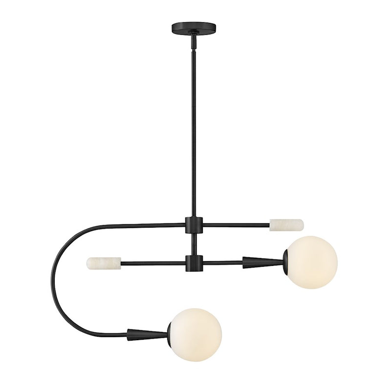 Lark Maude 2 Light 32" Single Tier Chandelier, Black/Etched Opal
