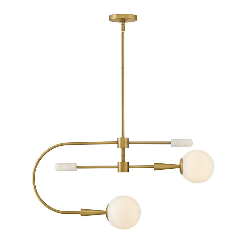 Lark Maude 2Lt 32" Single Tier Chandelier, Brass/Etched Opal