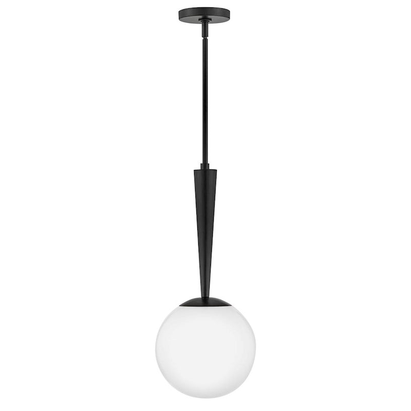 Lark Izzy 9.75in 1-Light Small Pendant | Mid-Century Modern Black Steel and Cased Opal Glass | Kitchen Island & Foyer | 9.75 x 9.75 x | Model 83507BK