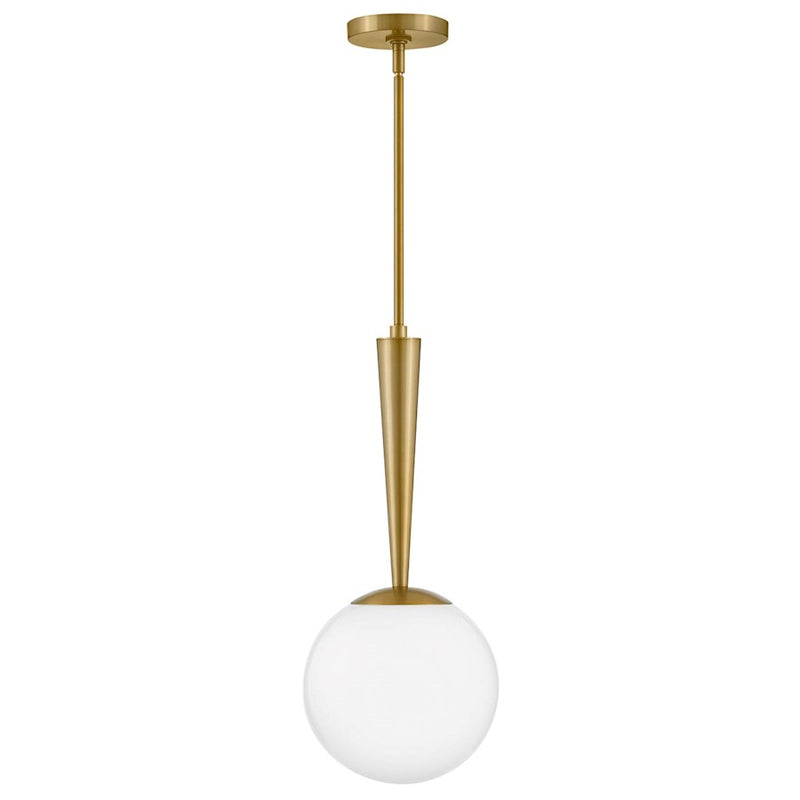 Lark Izzy 1-Light Small Pendant | Mid-Century Modern Lacquered Brass Steel and Cased Opal Glass | Kitchen Island & Foyer | 9.75 x 9.75 x | Model 83507LCB