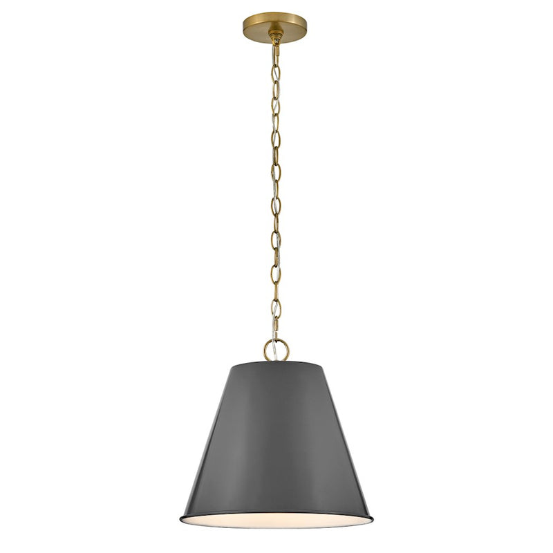 Lark Blake 10in 1-Light Pendant | Classic French Gray Steel and Lacquered Brass Accent | Kitchen Island & Dining Room | 13 x 13 x 10 in | Model 83527FY