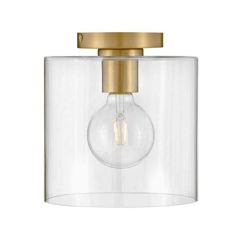Lark Pippa 10in 1-Light Flush Mount | Transitional Lacquered Brass Steel and Clear Glass | Hallway & Closet | 8 x 8 x 10 in | Model 83531LCB