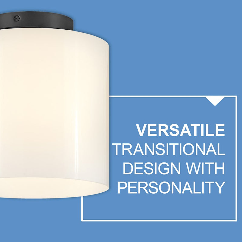 Lark Pippa 8.5in 1-Light Flush Mount | Transitional Black Steel and Cased Opal Glass | Hallway & Closet | 8.5 x 8.5 x 9.5 in | Model 83533BK