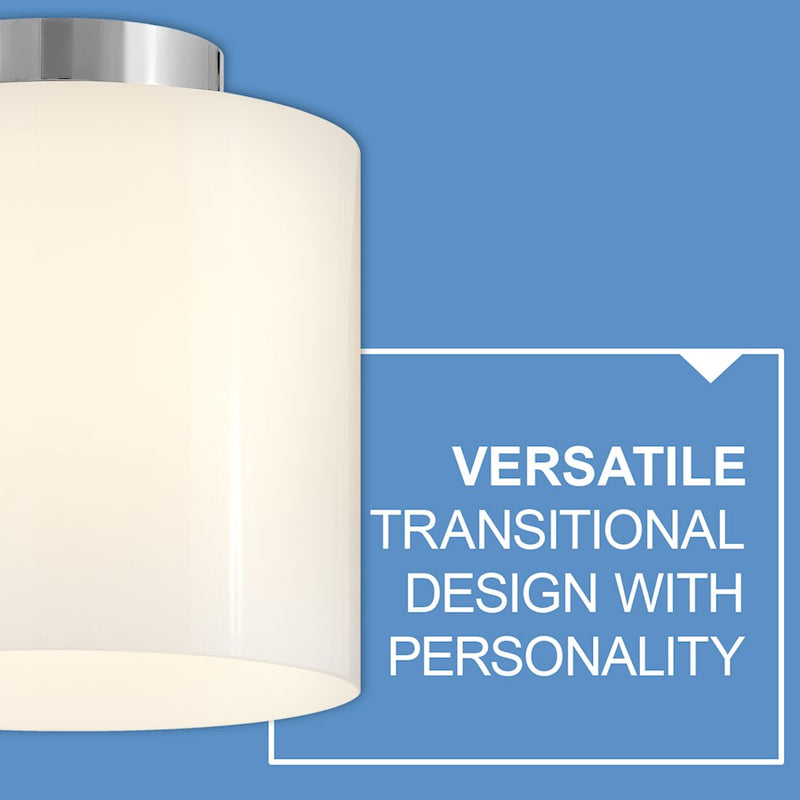 Lark Pippa 8in 1-Light Flush Mount | Transitional Polished Nickel Steel and Cased Opal Glass | Hallway & Closet | 8 x 8 x 9 in | Model 83533PN