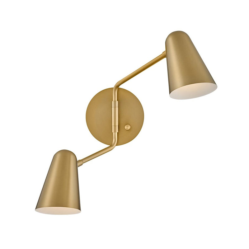 Lark Birdie 2 Light Large Sconce, Lacquered Brass