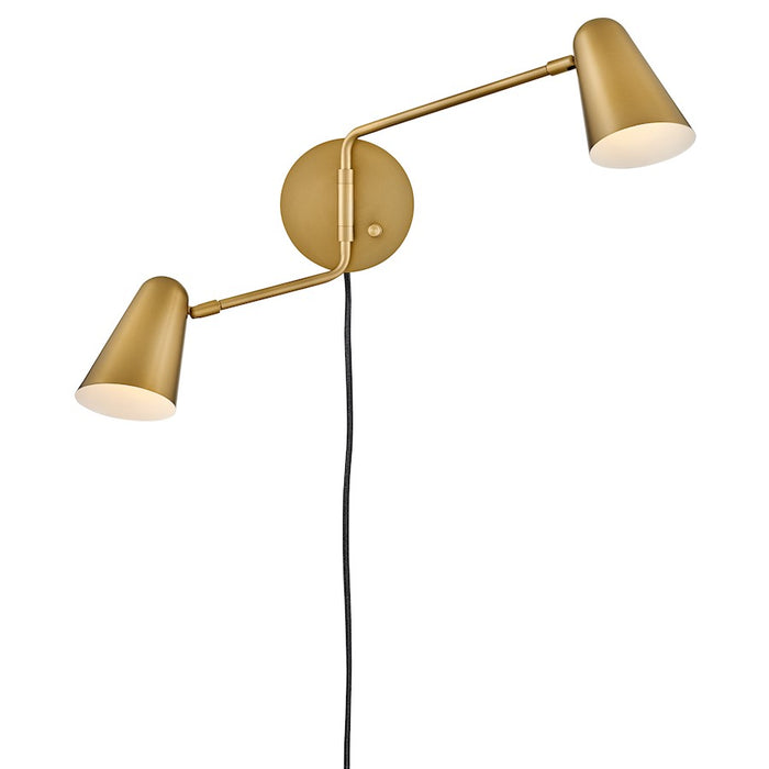 Lark Birdie 2 Light Large Sconce, Lacquered Brass