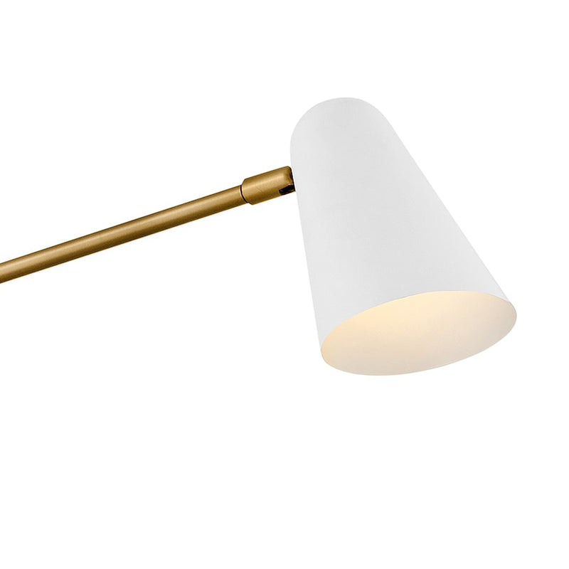 Lark Birdie 2-Light Large Wall Sconce | Mid-Century Modern Lacquered Brass Steel and Matte White Shade | Living Room & Bedroom Accent | Model 83542LCB-MW