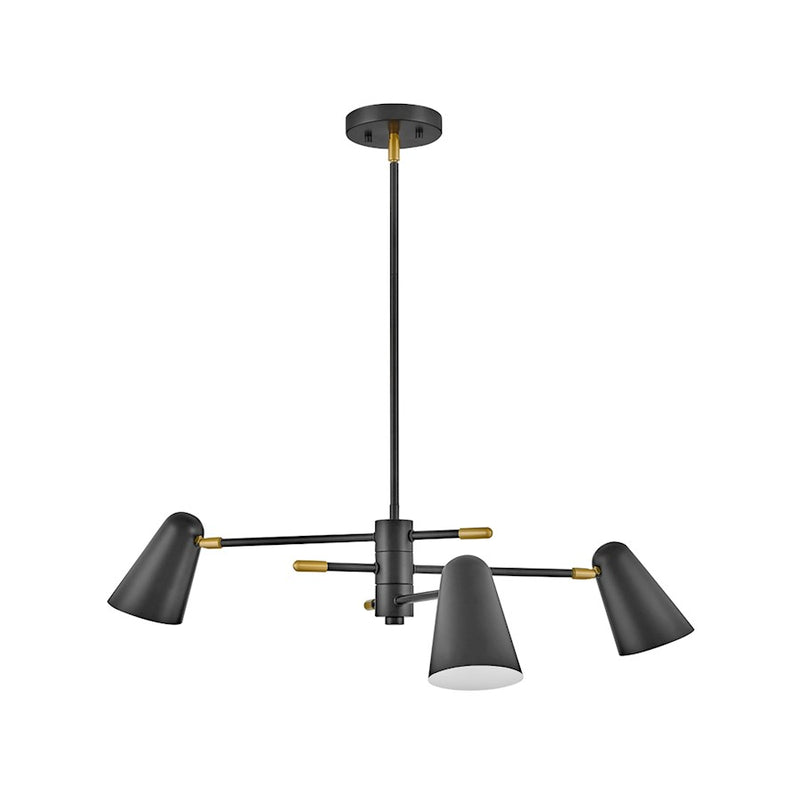 Lark Birdie 3 Light Convertible Single Tier Chandelier, Black