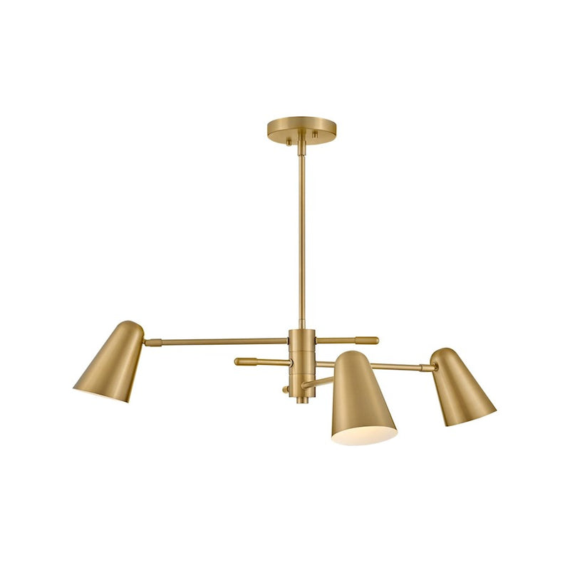 Lark Birdie 3 Light Medium Single Tier Chandelier, Lacquered Brass