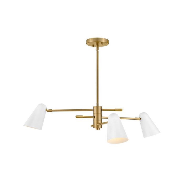 Lark Birdie 3 Light Medium Single Tier Chandelier, Brass/Matte WH - 83543LCB-MW